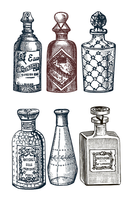 欧式手绘酒瓶元素