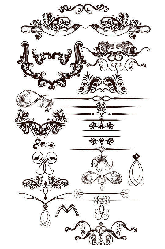 棕色对称欧式花纹