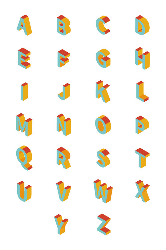 立体字母2.5d立体