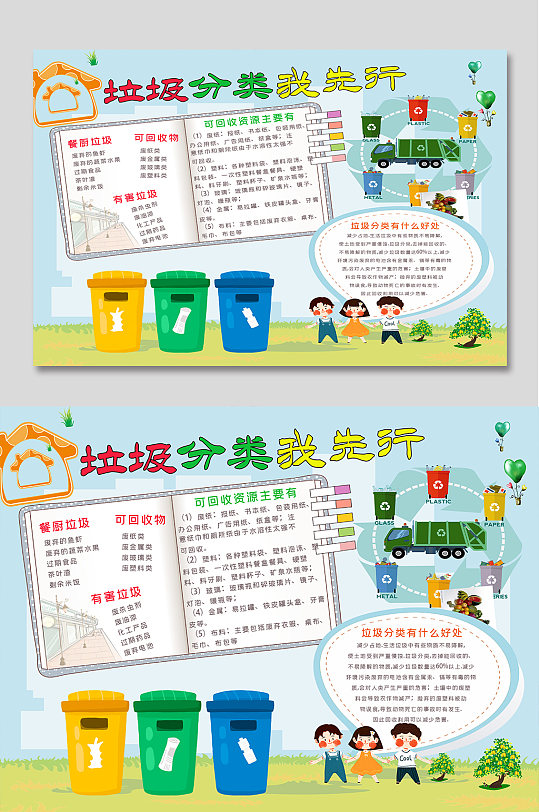垃圾分类小报校园手抄报小学生小报模板