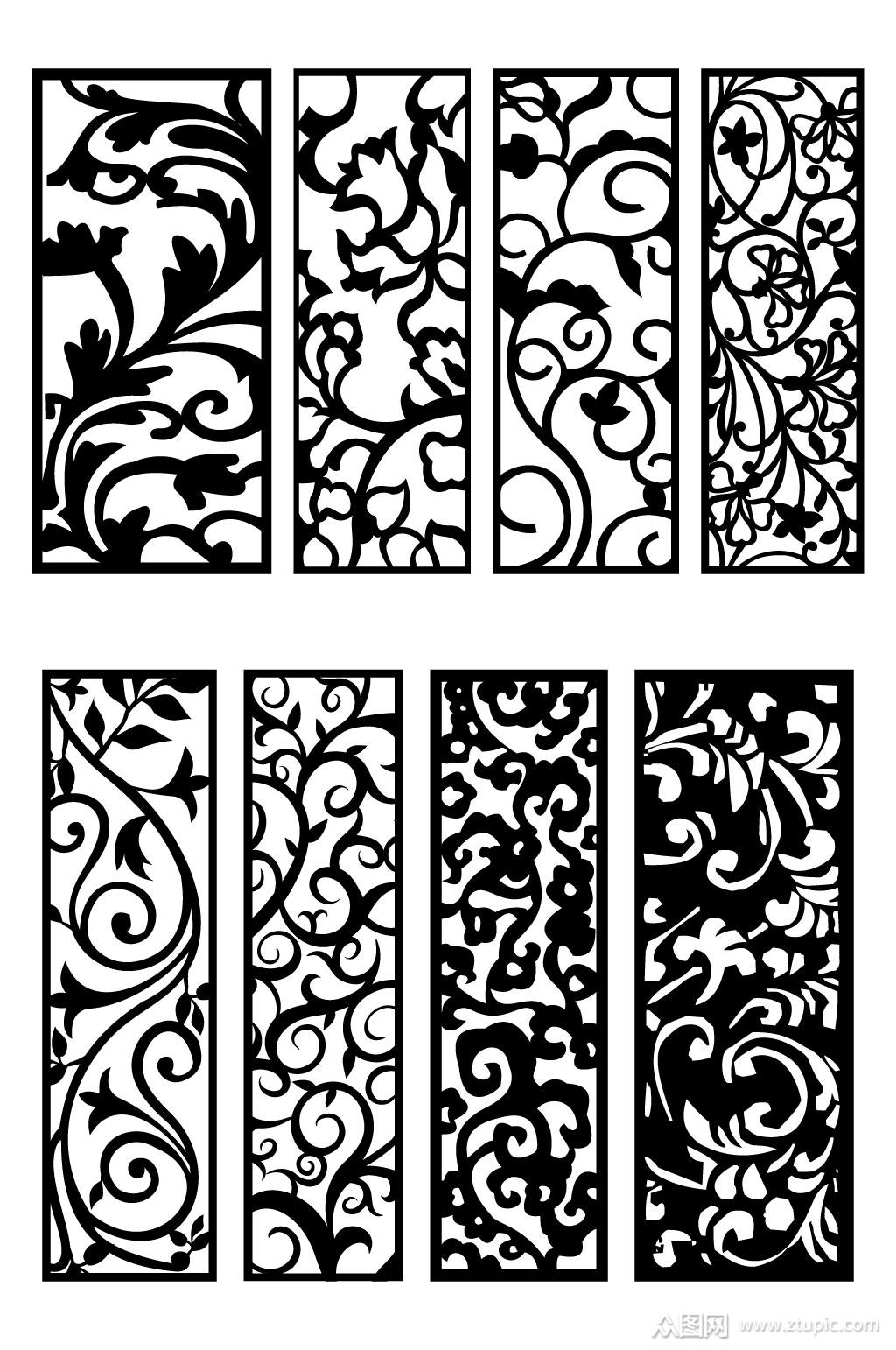 古典黑白镂空花纹