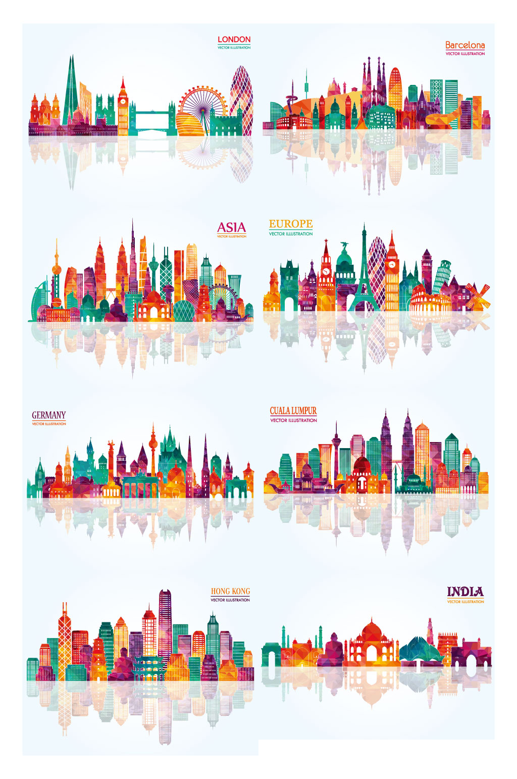 城市地标剪影时尚城市地标素材下载-众图网