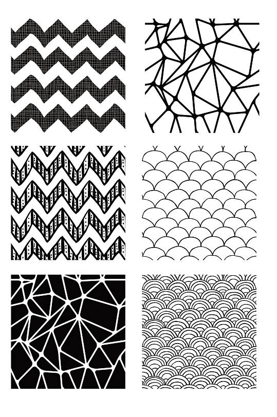 黑白图案花纹印花素材