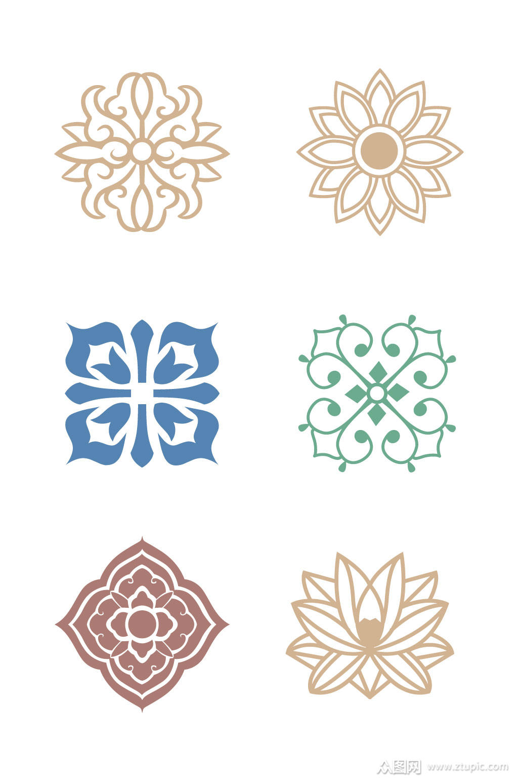 中式传统花卉图案素材