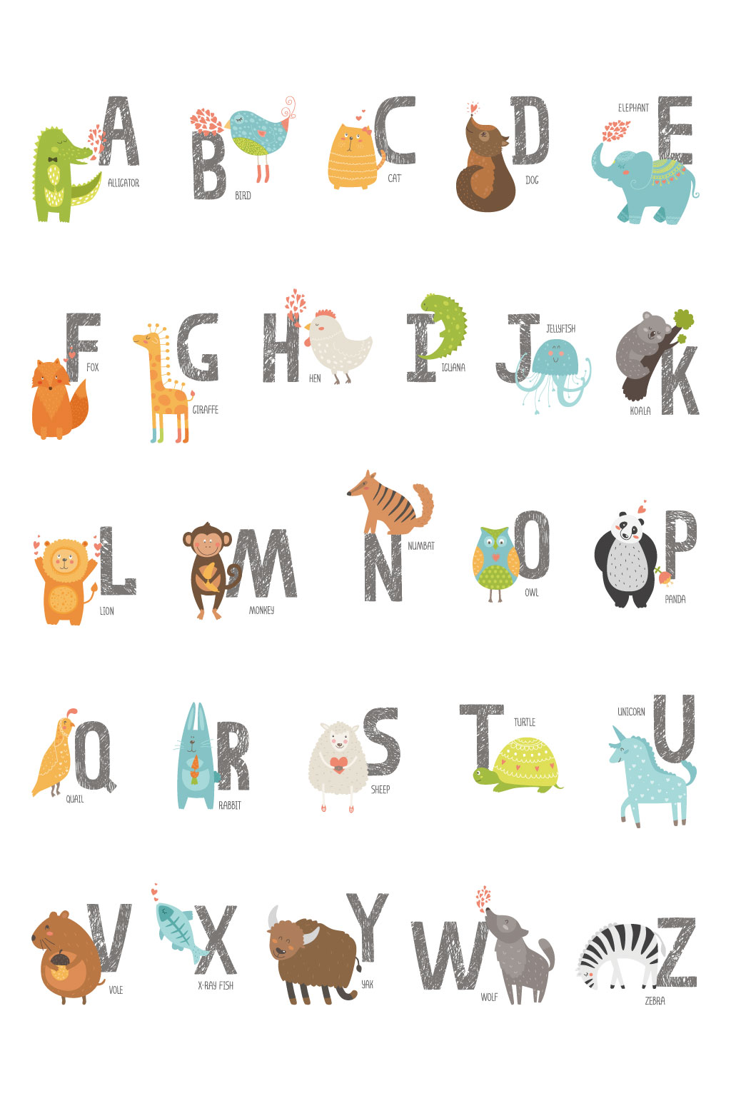 字母创意画动物园图片