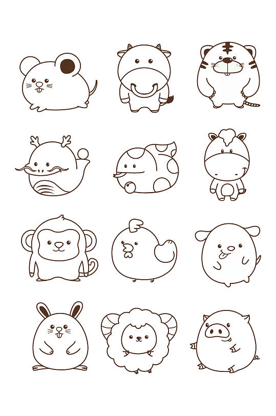 手绘十二生肖图案