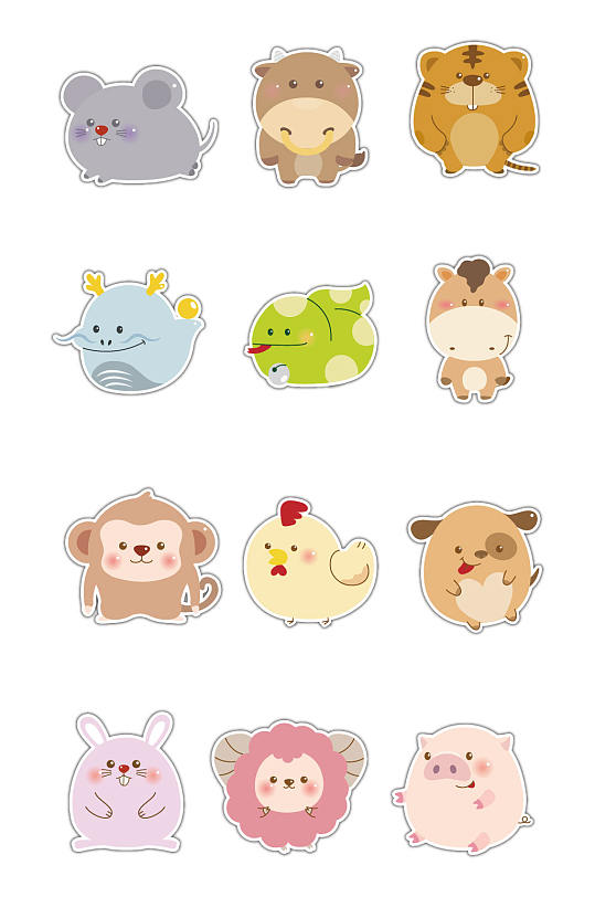 生肖排名彩绘生肖-众图网