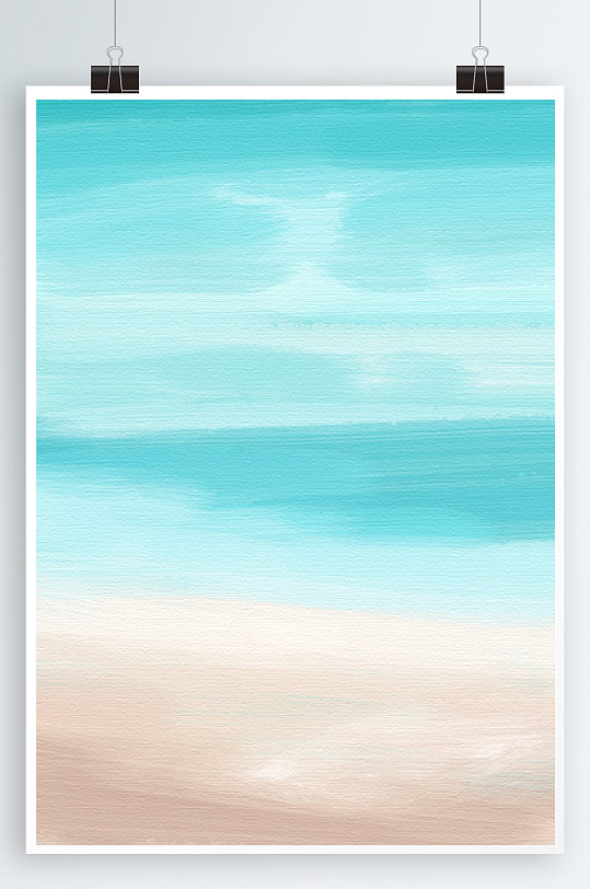 海边风景抽象水彩画