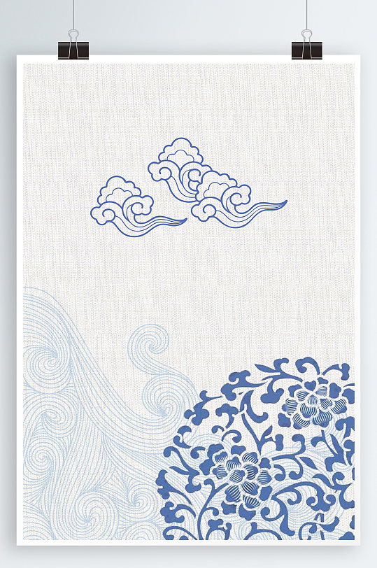 青花瓷古典花纹中国风海报-众图网