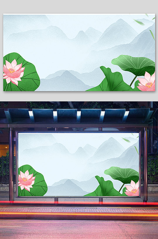 小清新荷花图淡雅荷花