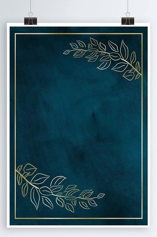 墨绿色树叶简约海报