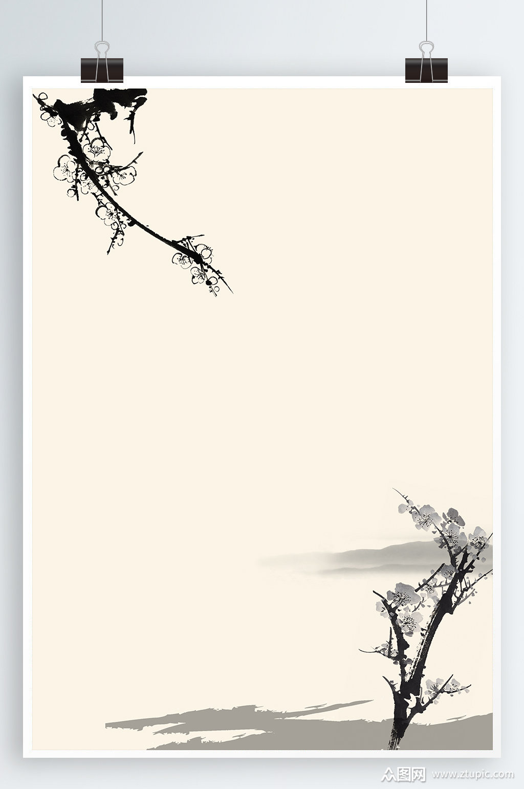 水墨海报背景中式水墨山水素材
