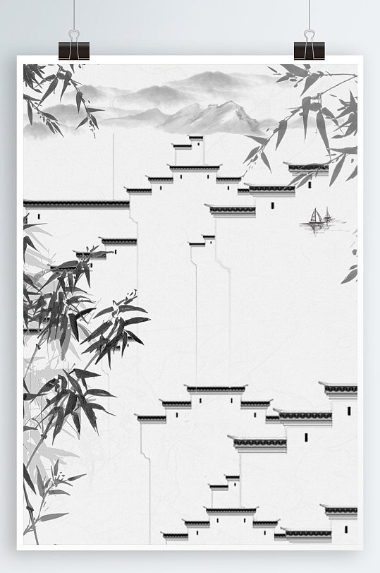 徽派山水背景图片-徽派山水背景设计素材-徽派山水背景模板下载