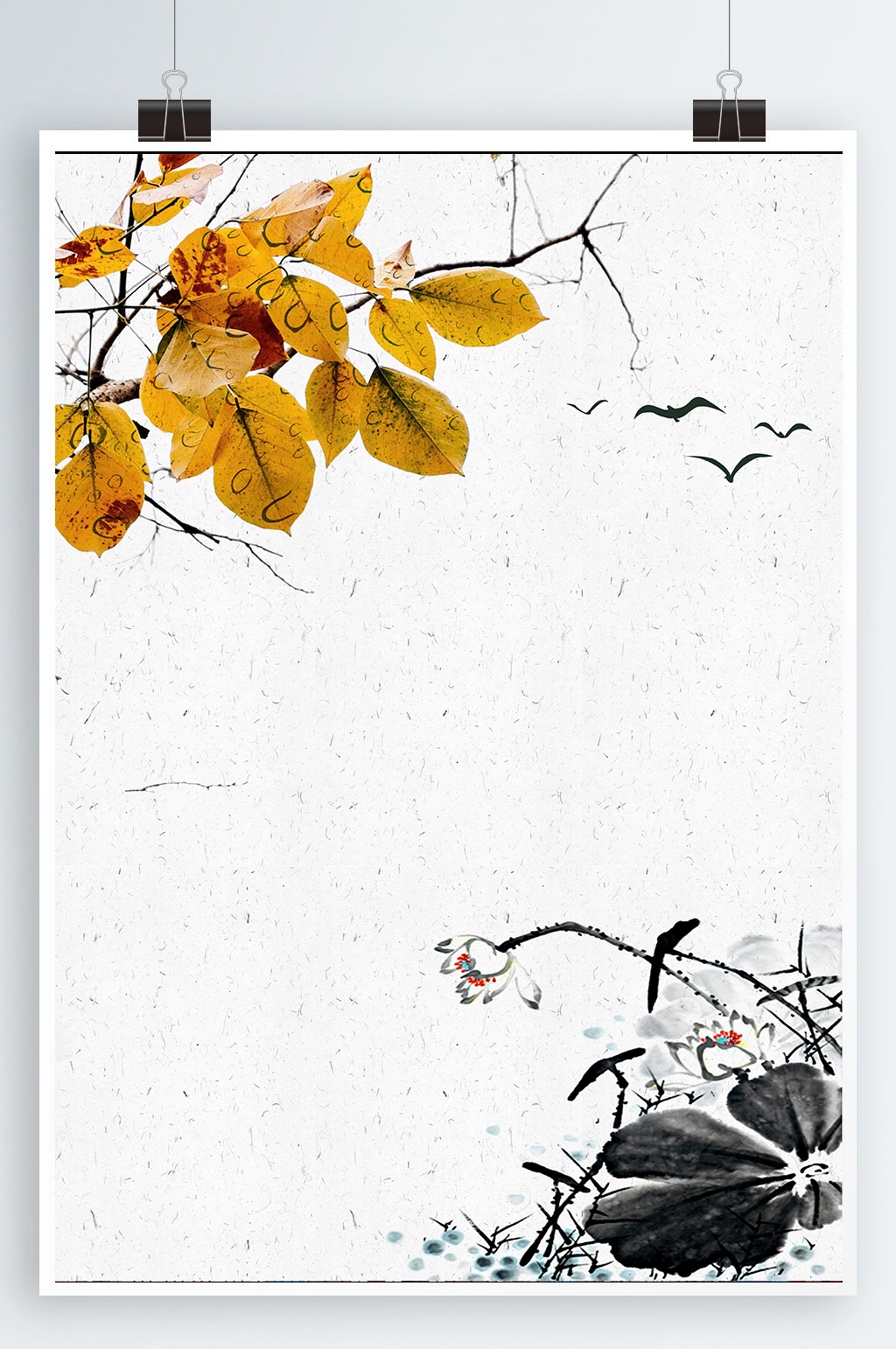 工笔花鸟水墨风背景素材