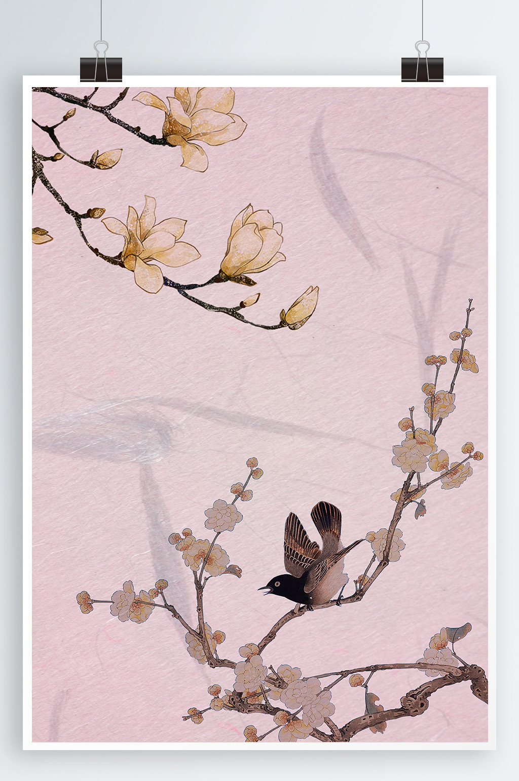 工笔花鸟禅意花鸟背景素材