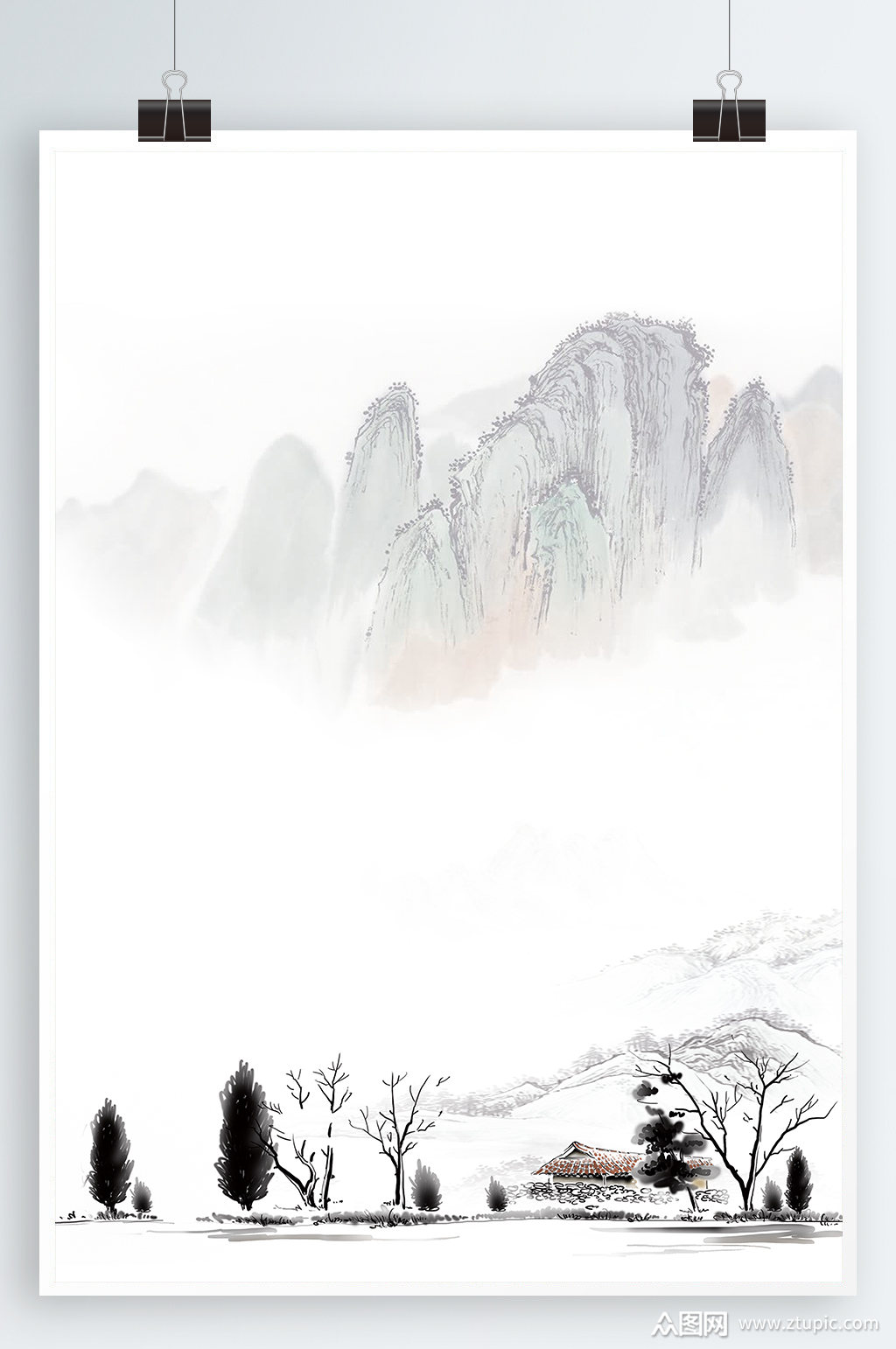 水墨海报中式背景素材