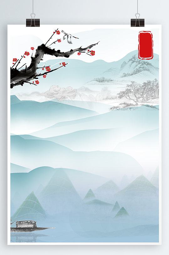 梅花水墨海报图片 梅花水墨海报设计素材 梅花水墨海报模板下载 众图网