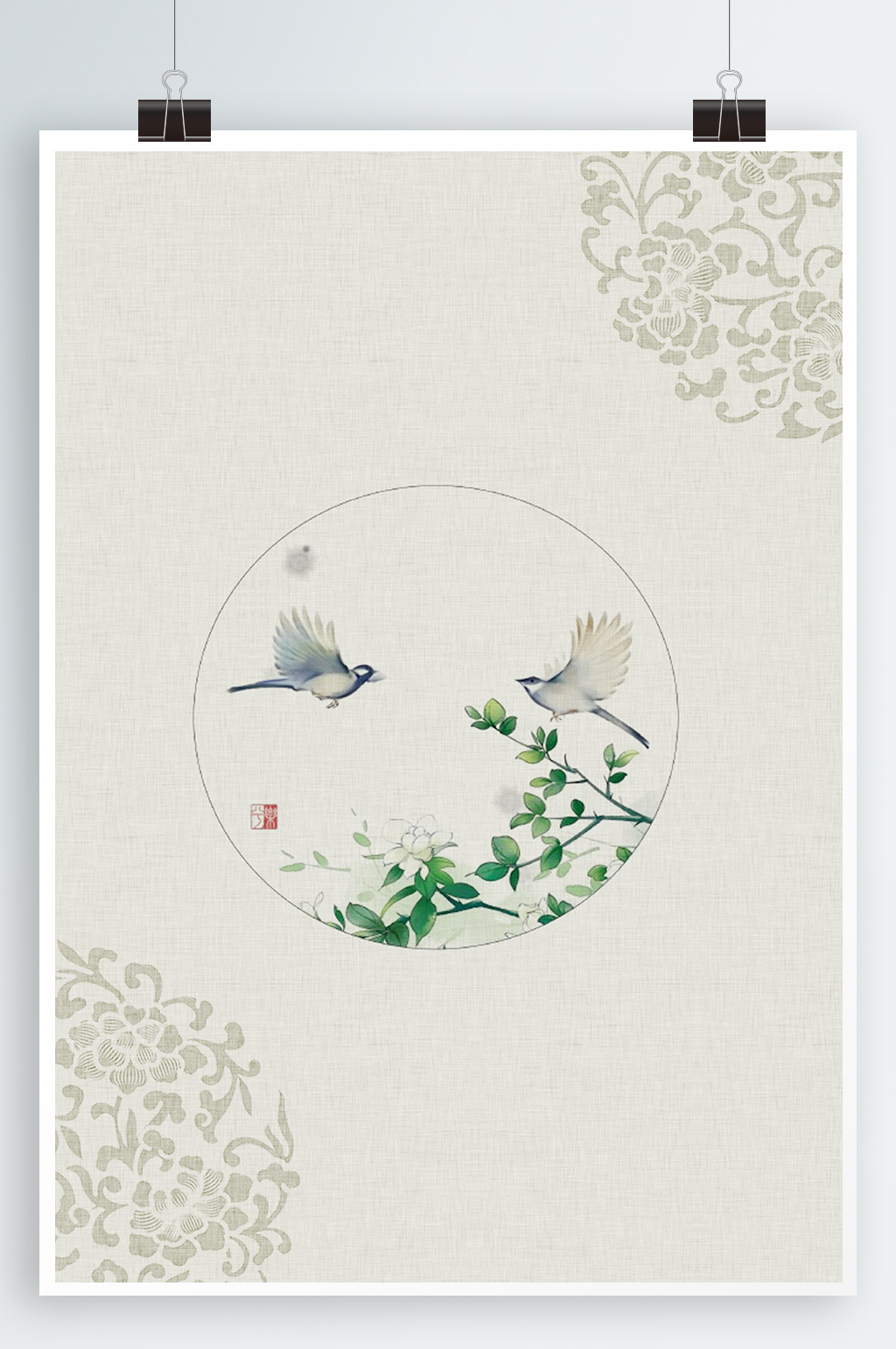 中式背景古典海报背景素材素材