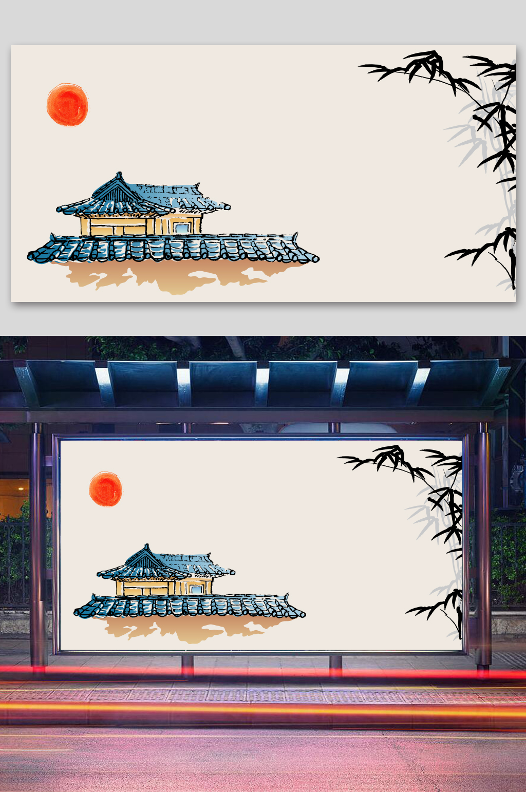 中式背景中式建筑素材