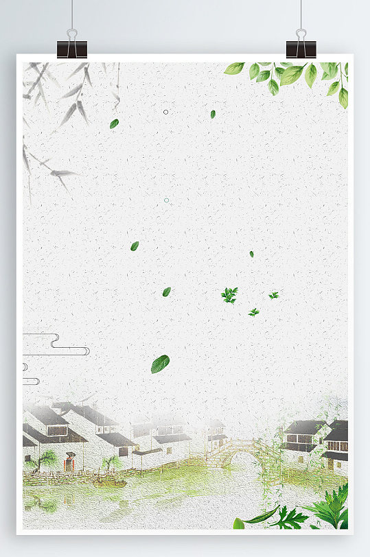 水墨背景江南水乡-众图网