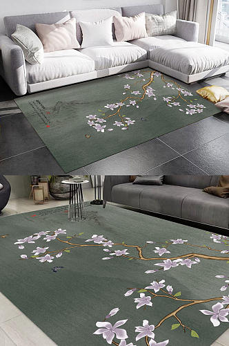 手绘花鸟传统地毯图案客厅地毯