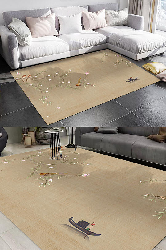 中式复古风客厅地毯客厅地毯-众图网