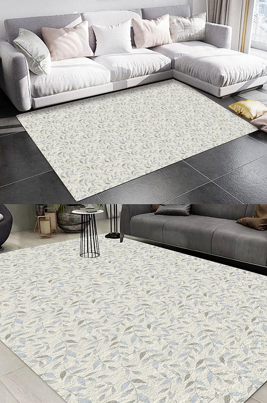 叶子图案时尚条纹地毯-众图网