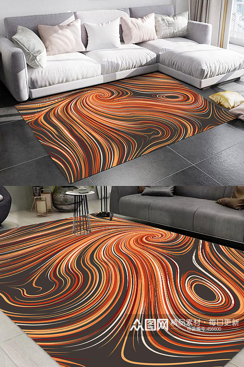 抽象波纹图案地毯素材