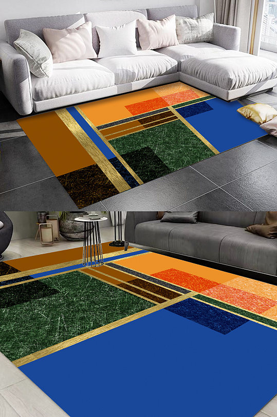 创意几何沙发地毯-众图网