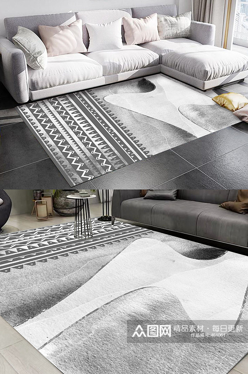 灰色系条纹时尚地毯素材