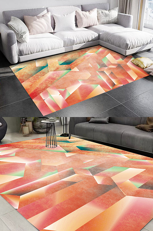 时尚地毯创意几何地毯-众图网