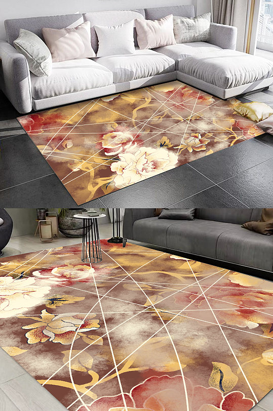 沙发地毯创意几何地毯-众图网