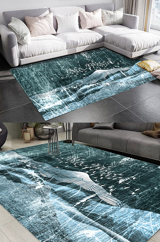 简约线条山水地毯图案-众图网