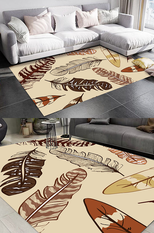 热带植物叶子地毯图案-众图网