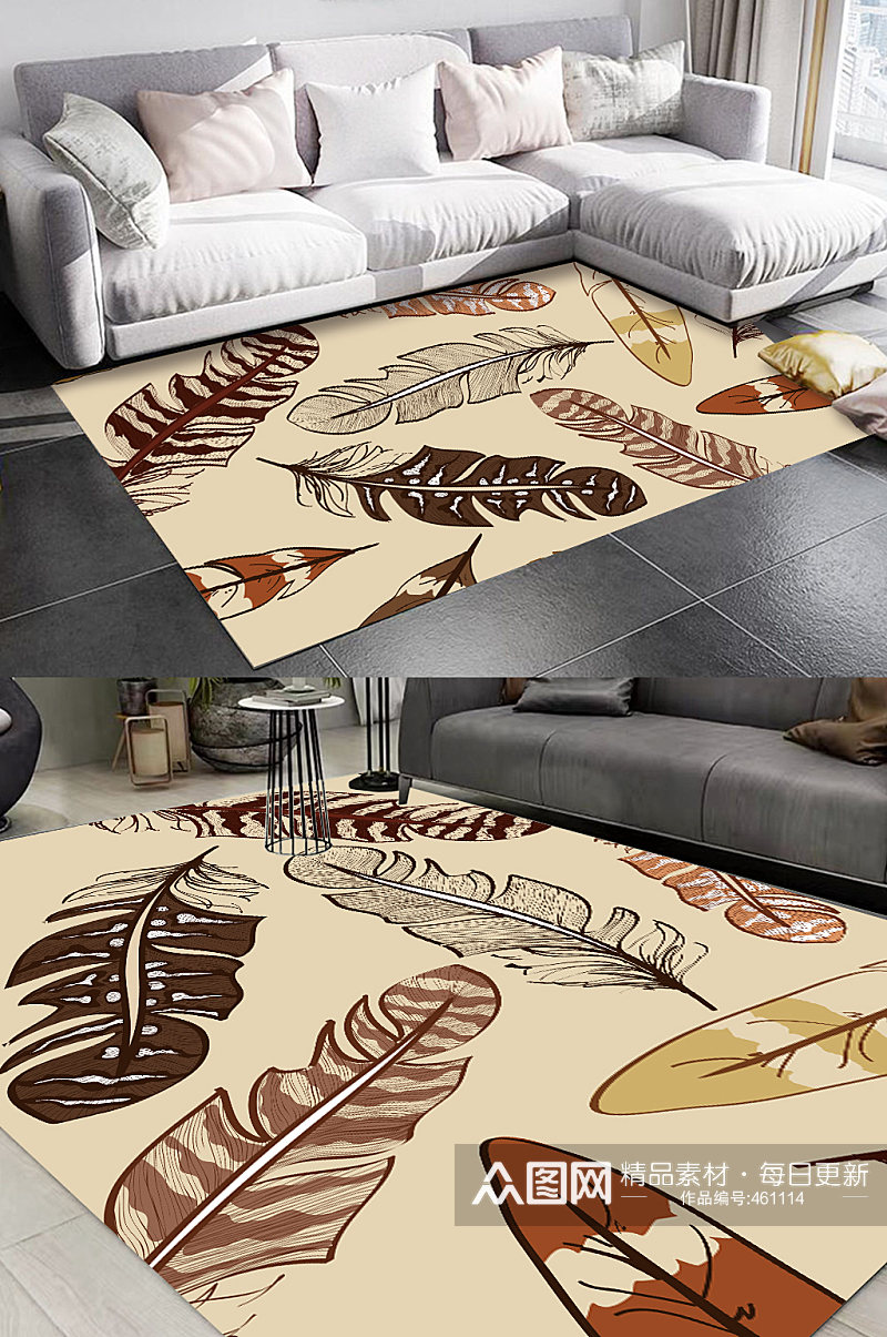 热带植物叶子地毯图案素材