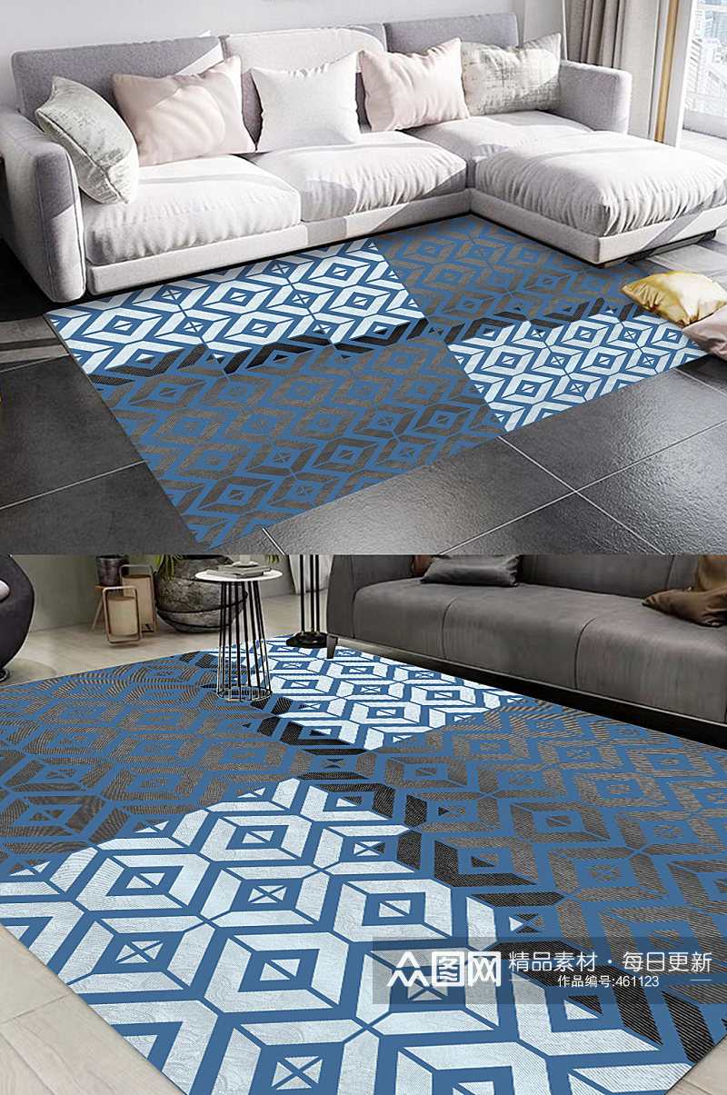 蓝杰色地毯图案设计素材