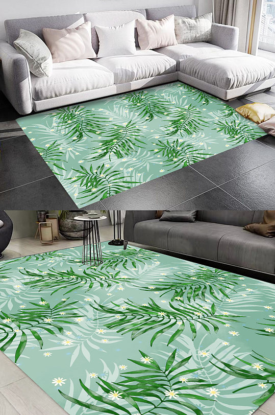 小清新叶子地毯图案-众图网