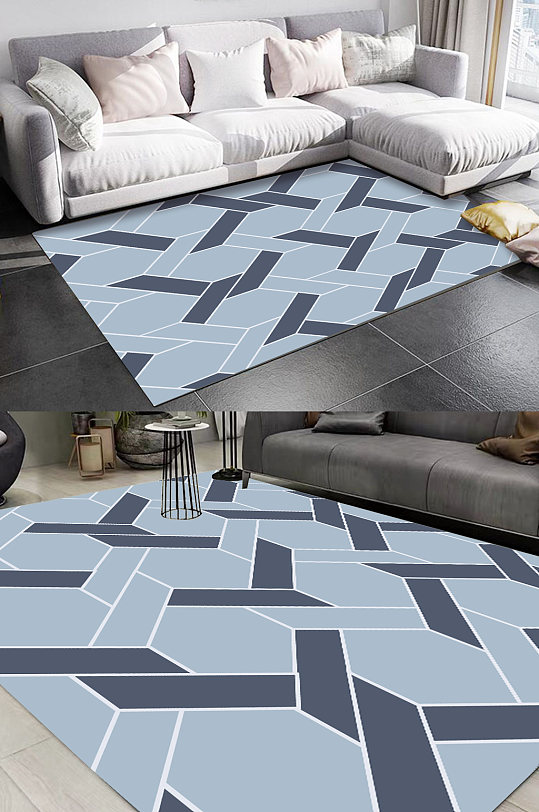 渐变几何图形卧室地毯-众图网