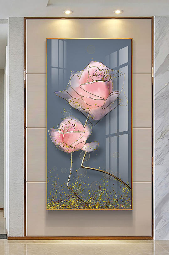 粉色玫瑰玄关装饰画