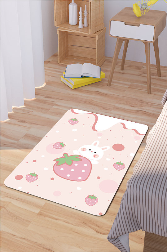 浴室地垫粉色草莓