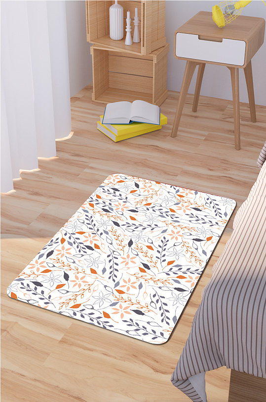 小碎花图案现代地毯-众图网