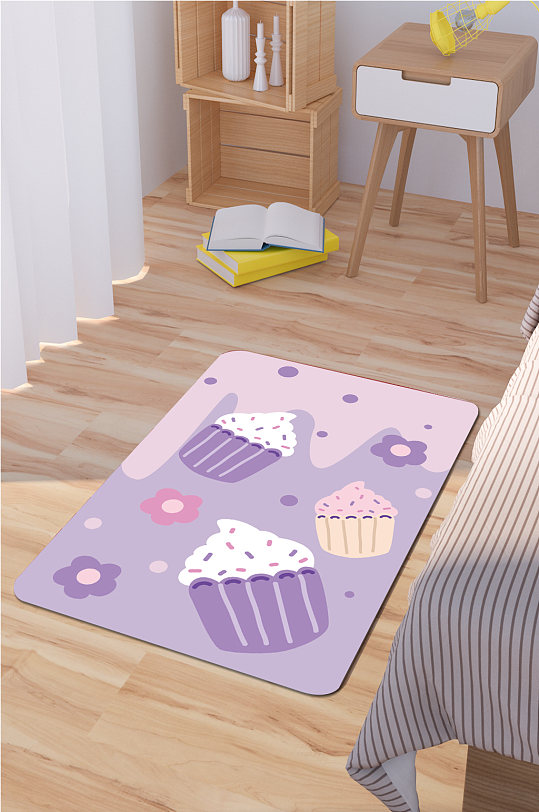 小碎花图案轻奢风地毯-众图网