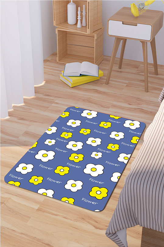 小碎花图案轻奢风地毯-众图网