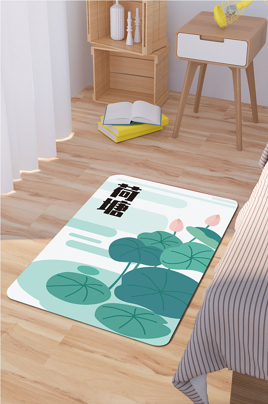 家居地毯荷塘月色-众图网