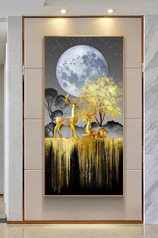 麋鹿装饰画现代装饰画-众图网