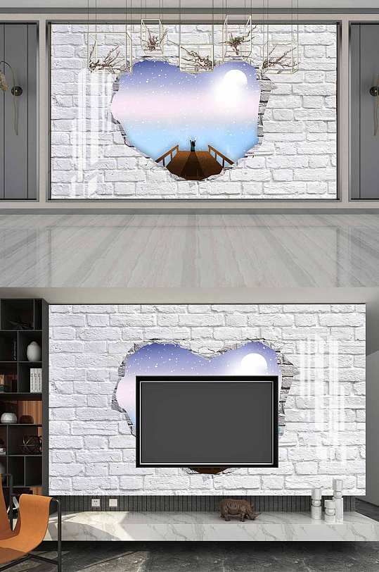 海景木栈道唯美夜景-众图网