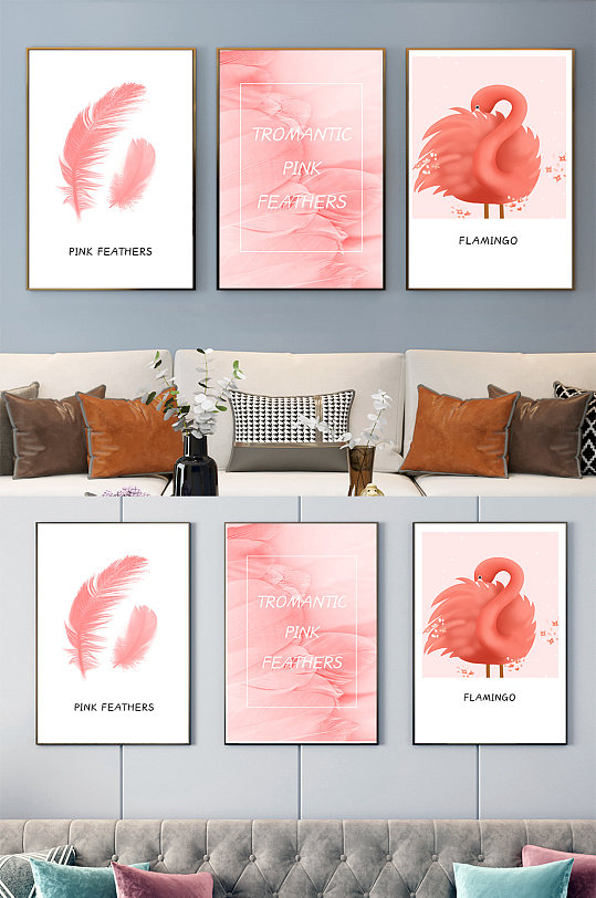 火烈鸟北欧装饰画-众图网