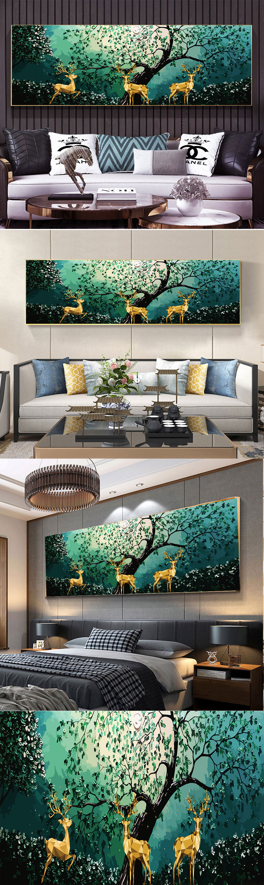 麋鹿森林北欧装饰画素材