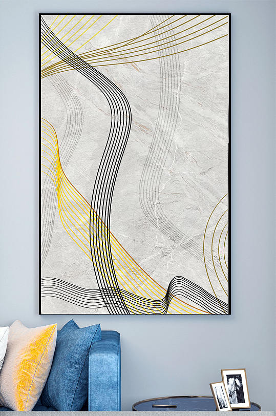 黑金线条画装饰画