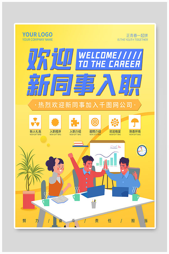 迎新同事入职海报